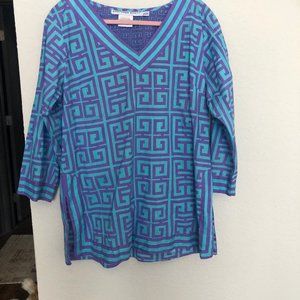 Gretchen Scott ,Size L  Green and White Tunic